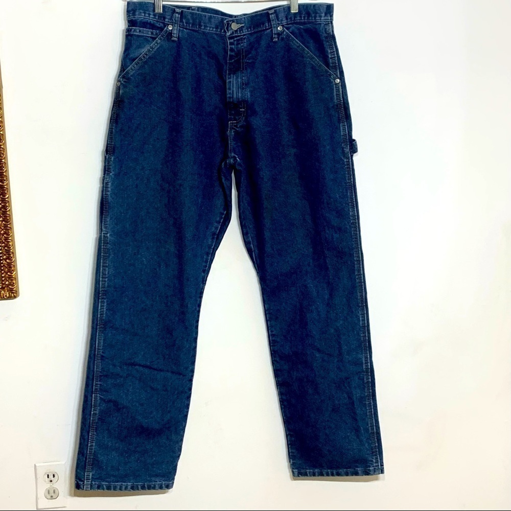 Wrangler relaxed mens carpenter jeans blue wash 34 x 32 casual